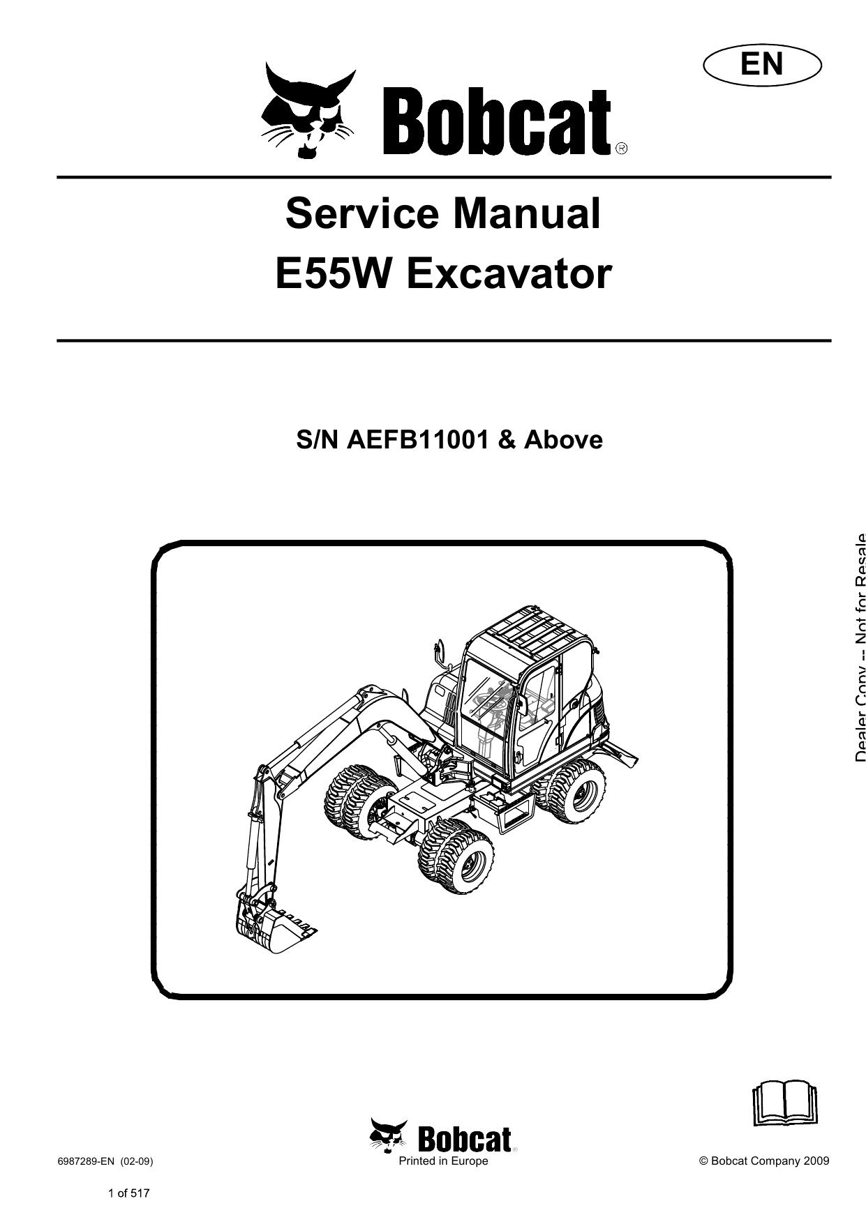 E55W Excavator Service Manual Bobcat
